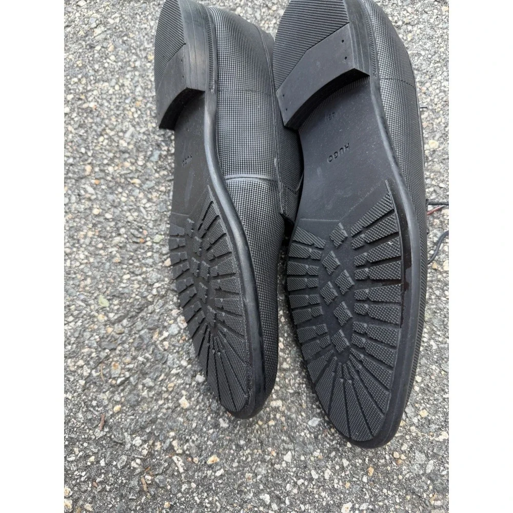 HUGO Boss Men's Black Textured Leather Lace Up Shoes EU 43 Dress Casual 50476506